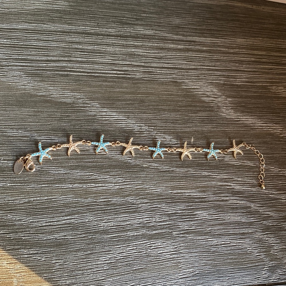 Gold & Blue Starfish Ankle Bracelet